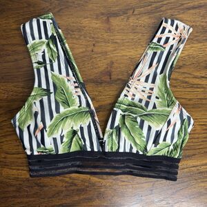 Body Glove Womens Size XS Green Floral Samoa Rumor Top Swimwear